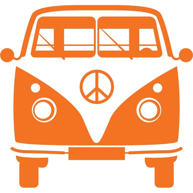Sticker auto - Microbuz hippie - Portocaliu - 20x19 cm