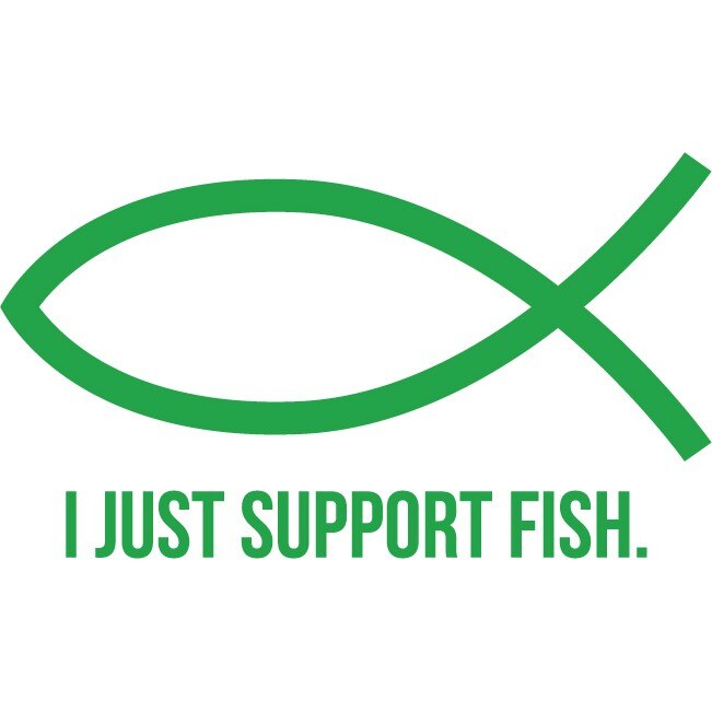 Sticker auto - I Just Support Fish - Verde - 25x14 cm