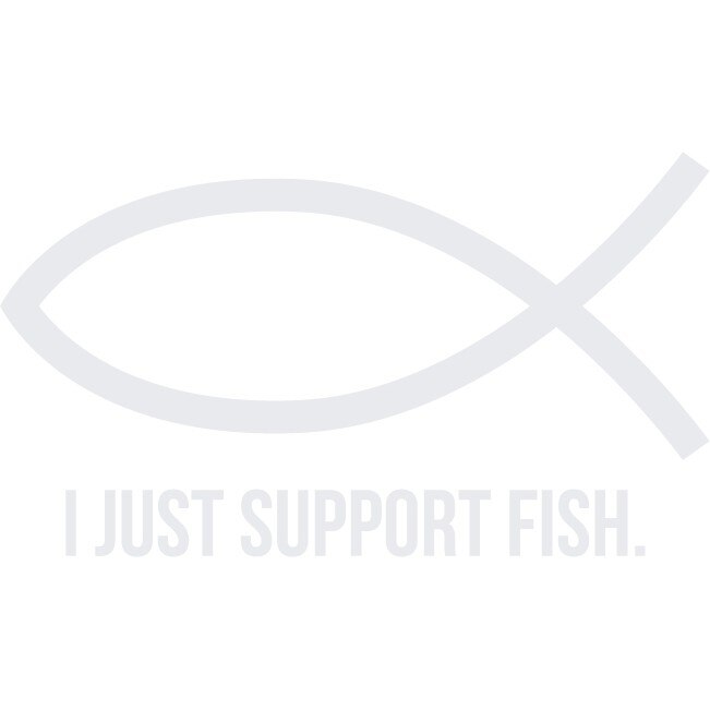 Sticker auto - I Just Support Fish - Alb polar - 25x14 cm