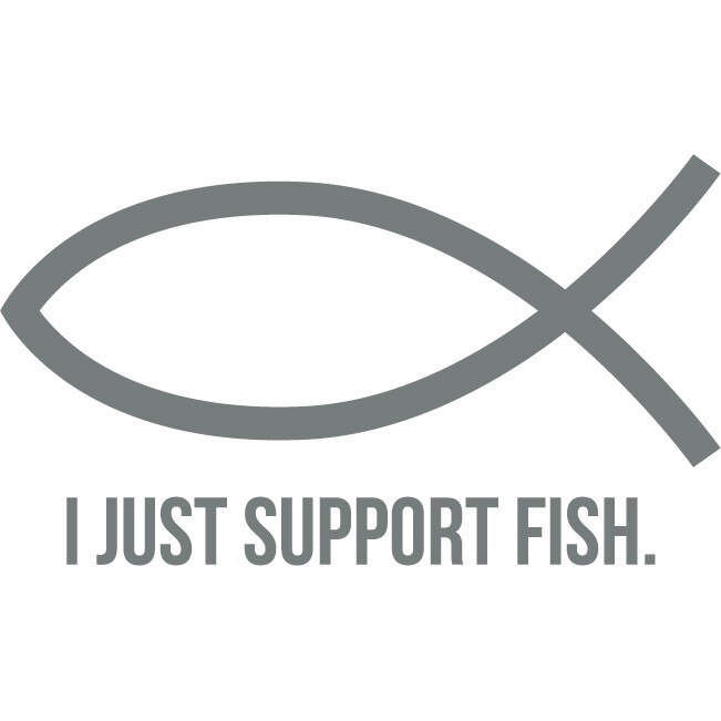 Sticker auto - I Just Support Fish - Gri Metal - 25x14 cm