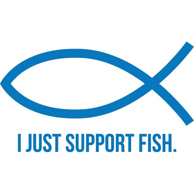 Sticker auto - I Just Support Fish - Albastru - 25x14 cm
