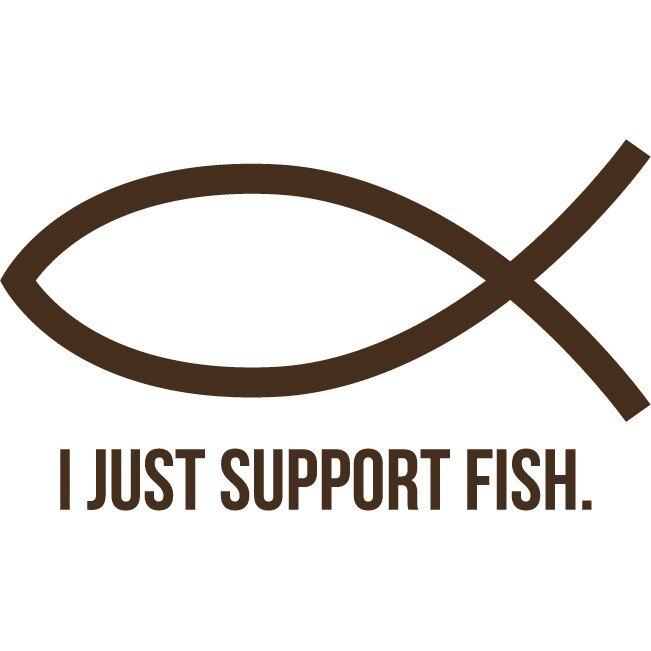 Sticker auto - I Just Support Fish - Choco - 25x14 cm