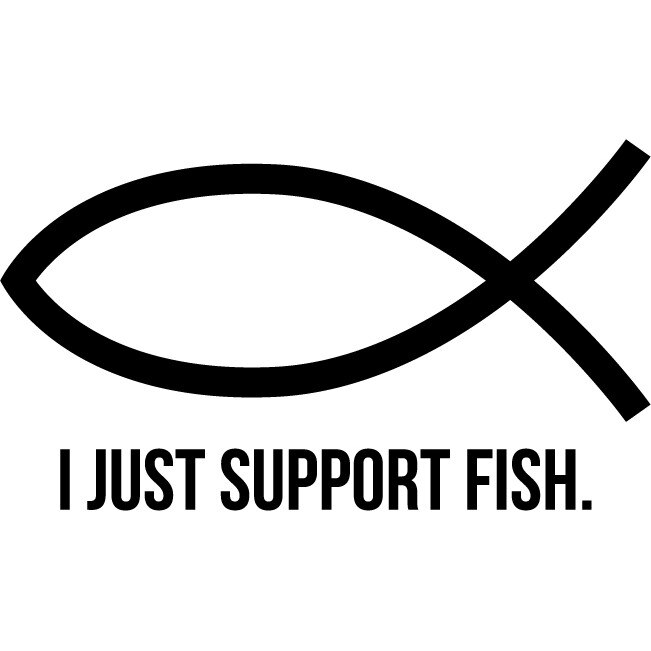 Sticker auto - I Just Support Fish - Negru - 25x14 cm