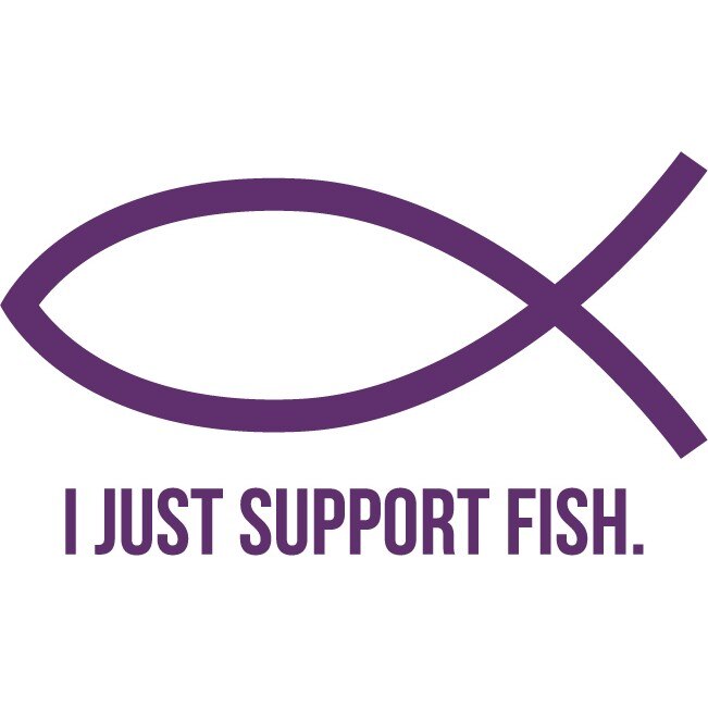 Sticker auto - I Just Support Fish - Indigo - 25x14 cm