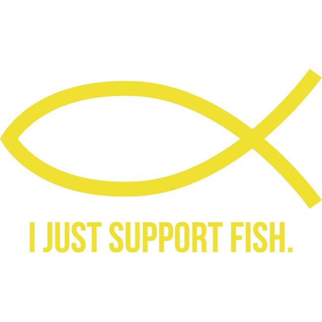 Sticker auto - I Just Support Fish - Lemon - 25x14 cm