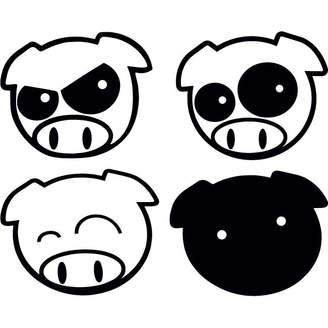 Sticker auto - Purcelusi (pachet) - Negru - 4buc 14x12 cm