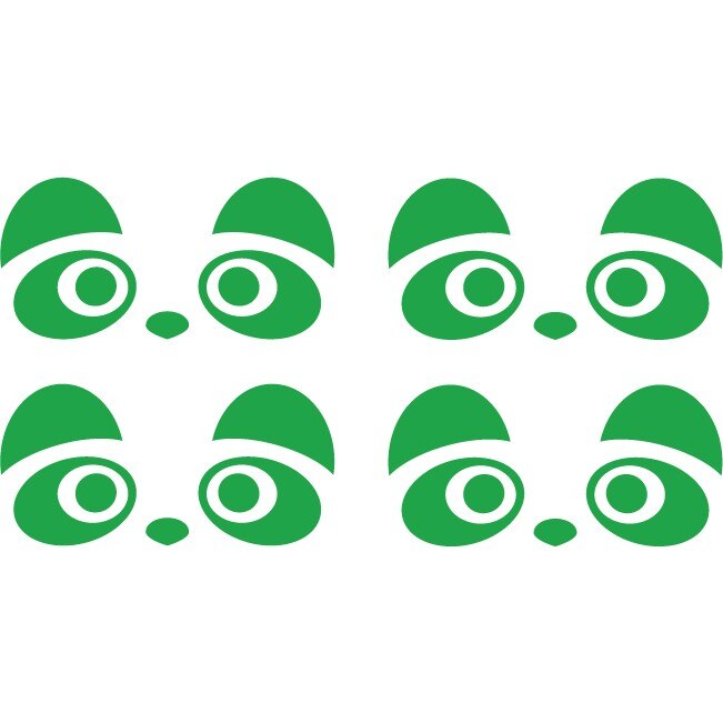 Sticker maner usa auto - Ursuleti panda - Verde - 4 buc 8x4 cm