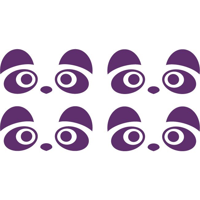 Sticker maner usa auto - Ursuleti panda - Indigo - 4 buc 8x4 cm