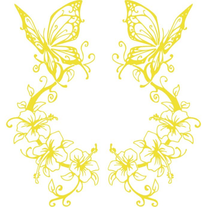 Sticker auto - Orhidee si fluturi - Lemon - 2buc 23x50 cm