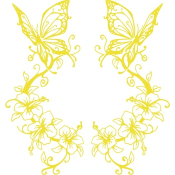 Sticker auto - Orhidee si fluturi - Lemon - 2buc 23x50 cm Sticker auto - Orhidee si fluturi - Lemon - 2buc 23x50 cm