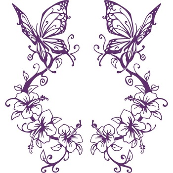 Sticker auto - Orhidee si fluturi - Indigo - 2buc 23x50 cm Sticker auto - Orhidee si fluturi - Indigo - 2buc 23x50 cm