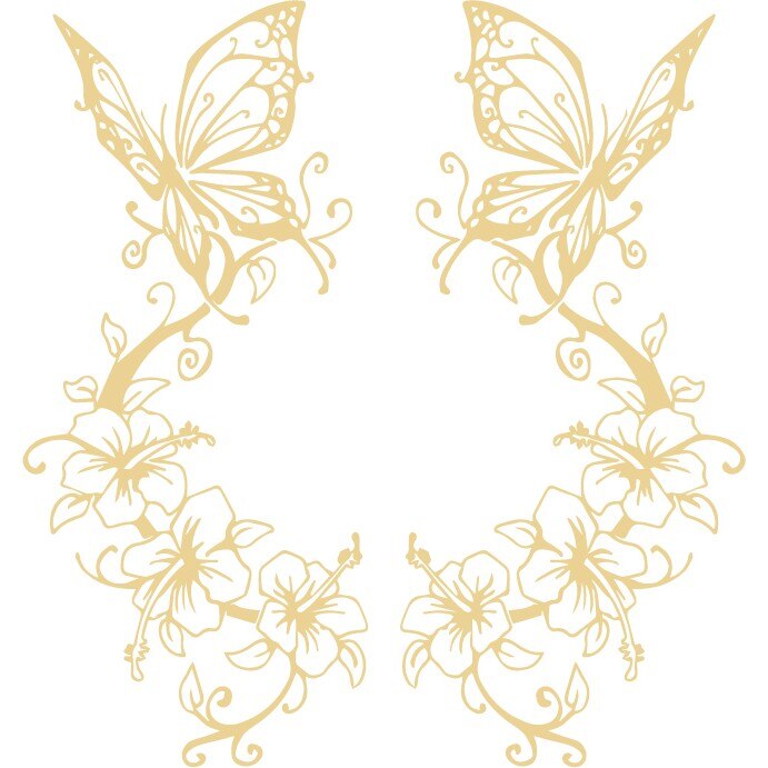 Sticker auto - Orhidee si fluturi - Bej - 2buc 23x50 cm