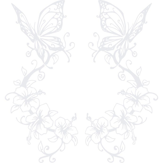 Sticker auto - Orhidee si fluturi - Alb polar - 2buc 23x50 cm