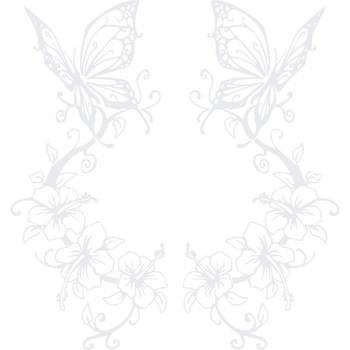 Sticker auto - Orhidee si fluturi - Alb polar - 2buc 23x50 cm Sticker auto - Orhidee si fluturi - Alb polar - 2buc 23x50 cm