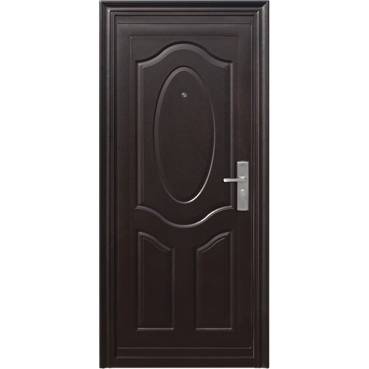 Novo Doors Y141I Külső fém ajtó szigeteléssel és szemellenzővel, belső nyílás, bal, 2 szárny, 200x86 centiméter, lap 0,7 mm, zsanérok és kilincs mellékelve, 7 centiméteres keret, házhoz és lakáshoz, kalapált barna
