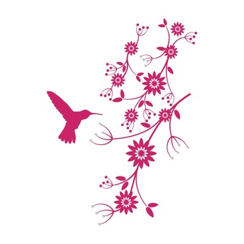 Colibri + Cristale - Sticker Decorativ - Magenta - 30x58 cm Colibri + Cristale - Sticker Decorativ - Magenta - 30x58 cm