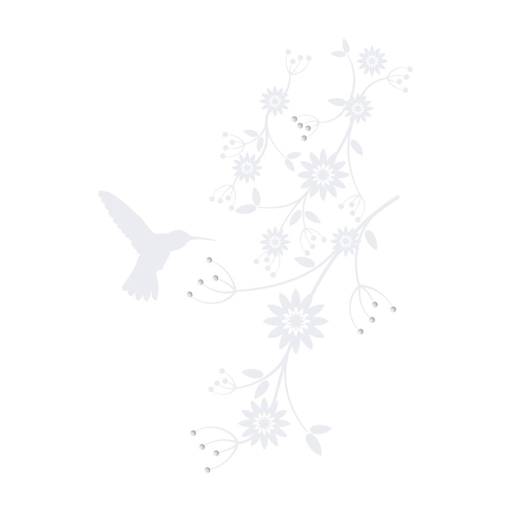 Colibri + Cristale - Sticker Decorativ - Alb polar - 30x58 cm