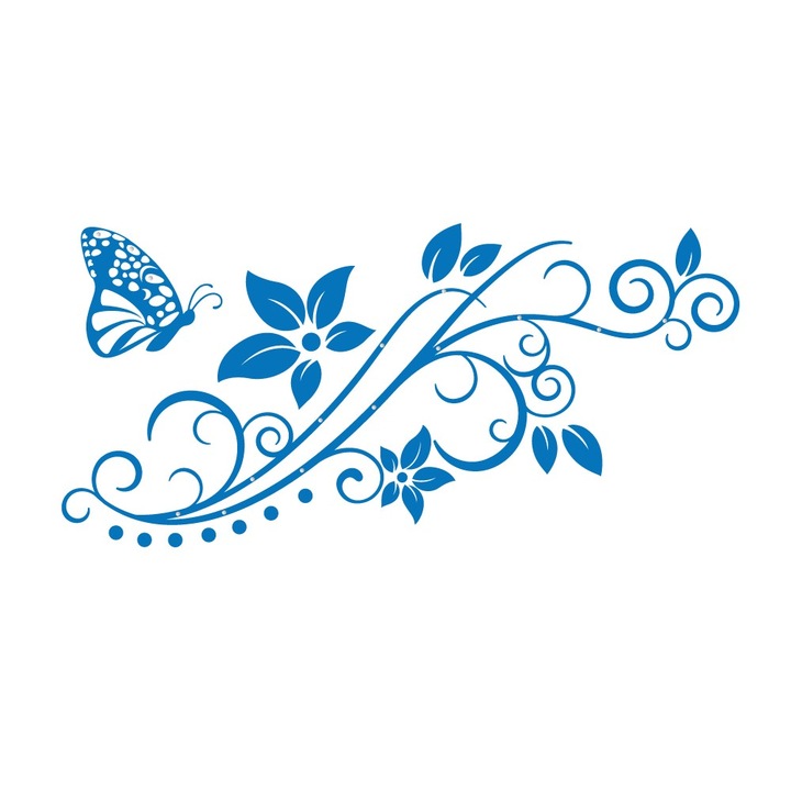 Primavara stralucitoare + Cristale - Sticker Decorativ - Albastru - 119x67 cm