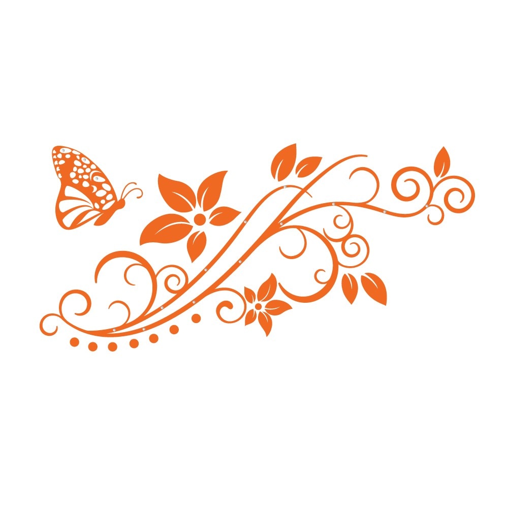 Primavara stralucitoare + Cristale - Sticker Decorativ - Portocaliu - 119x67 cm