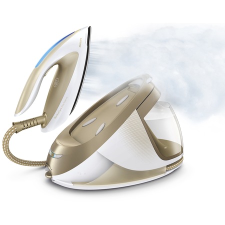 Statie de calcat Philips PerfectCare Expert GC9642/60, 2400 W, 1.8 l, 490 g/min, OptimalTemp, talpa SteamGlide, Alb/Auriu