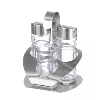 Set condimente Hendi, otel inoxidabil 18/0, 3 piese , 9x9x11.5 cm Set condimente Hendi, otel inoxidabil 18/0, 3 piese , 9x9x11.5 cm