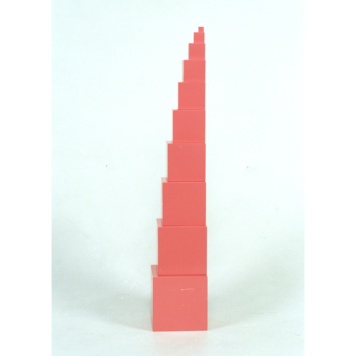 Розова кула на Монтесори 0.7-7 сm, SmartBaby, Дървена.