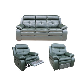 Set PIELE NATURALA, Md. 2991, Verde, Canapea 3 locuri extensibila si 2 fotolii cu recliner manual, Piele naturala suprafata de contact Set PIELE NATURALA, Md. 2991, Verde, Canapea 3 locuri extensibila si 2 fotolii cu recliner manual, Piele naturala suprafata de contact