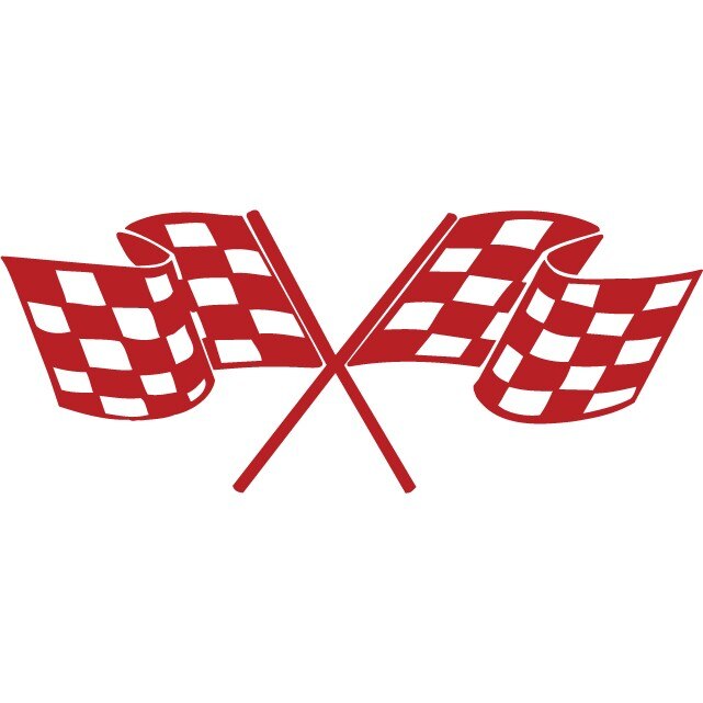 Sticker auto - Doua steaguri - Rosu Cardinal - 50x20 cm