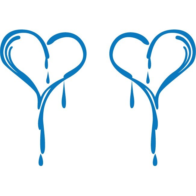 Sticker auto - Inima trista - Albastru - 2buc 25x40 cm