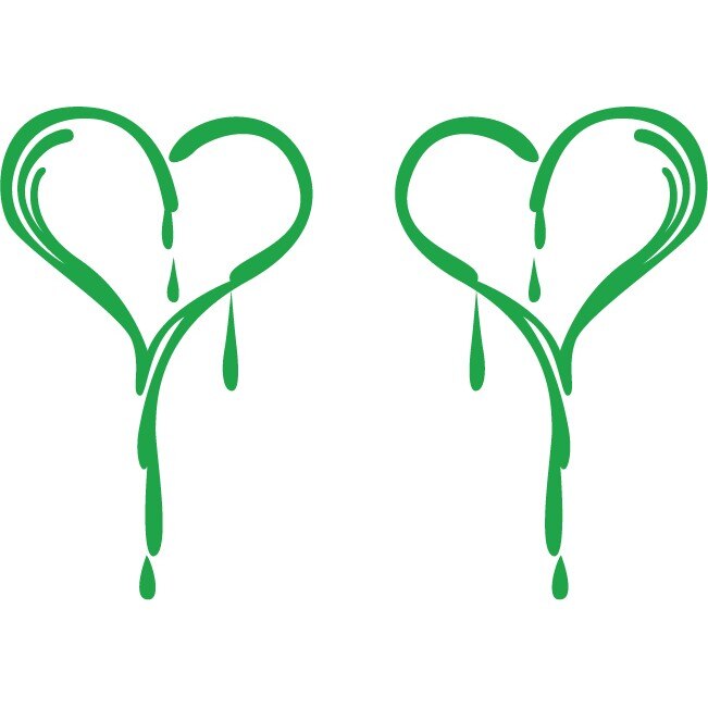 Sticker auto - Inima trista - Verde - 2buc 25x40 cm