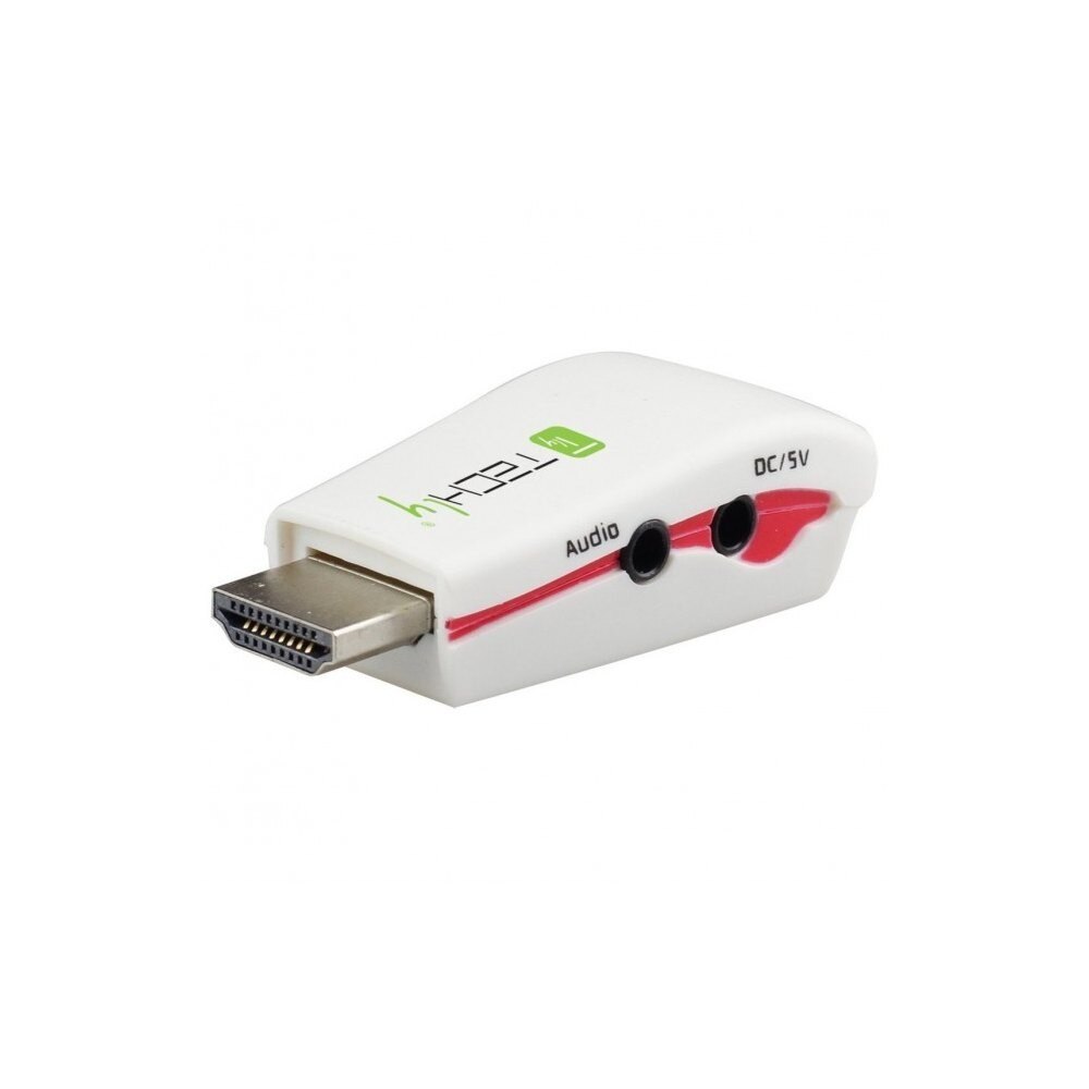 Adaptor Techly, HDMI la VGA M / F, Audio, Alb