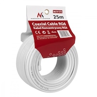 Cablu coaxial Maclean RG6, 25 m, Alb