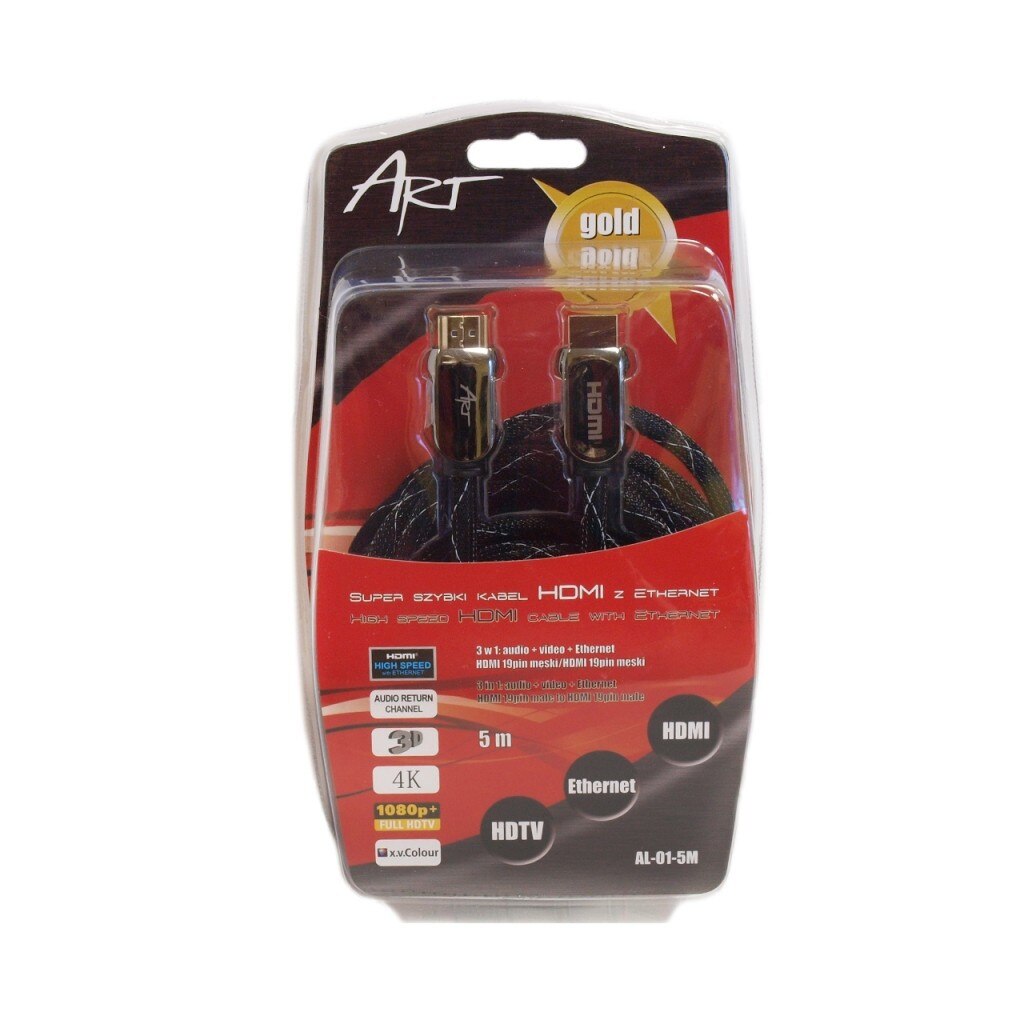 Cablu HDMI Art, 1.4V, Ethernet 3d Al-01, Gold Plated, 5m
