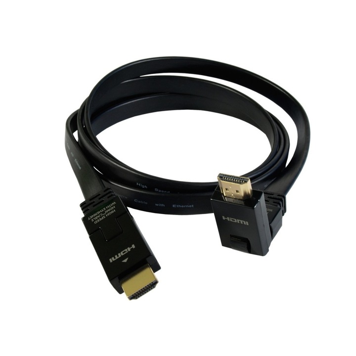 Cablu Hdmi 1.4 M / m Hq, placat cu aur, 1.5m Ethernet 3d Angled Al-05, Art