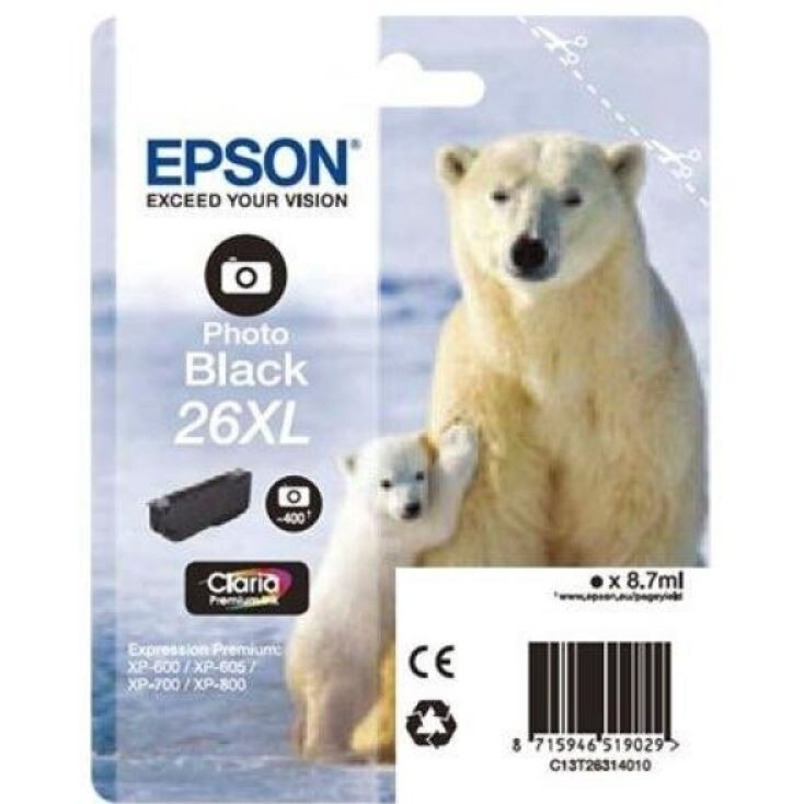 Cartus cerneala Epson T2631 Photo pentru XP-600/700/800, 8.7 ml, Black