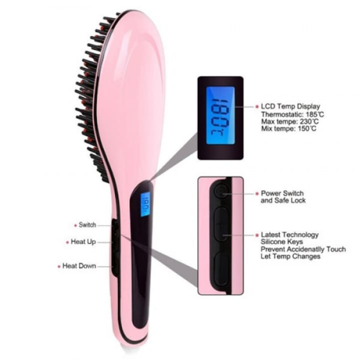 Иновационна четка за изправяне на коса, HQT 906, Розова