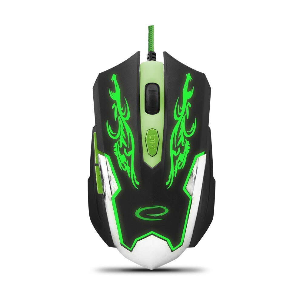 Mouse optic Esperanza Mx405, 6d, USB, Negru/Verde