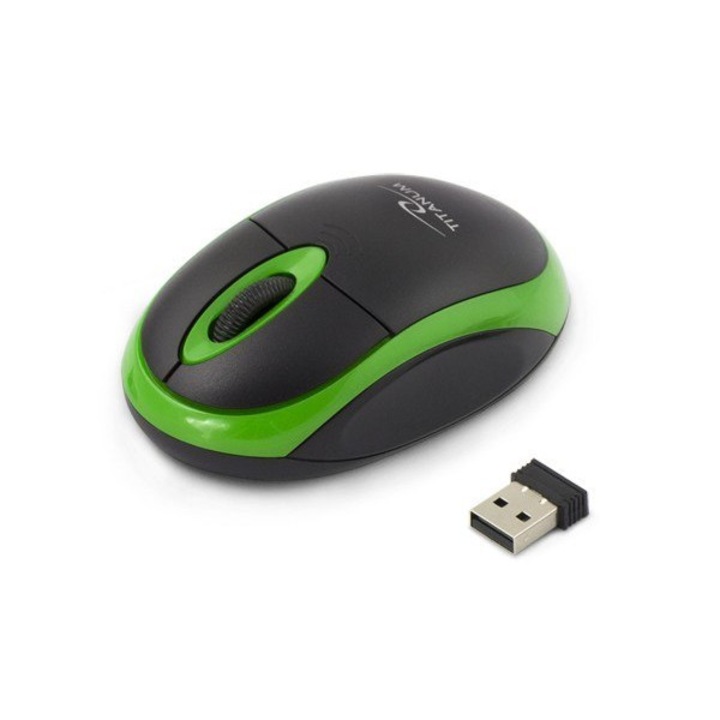 Безжична мишка TITANUM Vulture, USB, черно/зелено