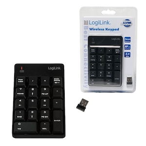 Tastatura numerica wireless LogiLink, 18 Taste, Receptor Nano, USB, Negru, 82 x 124 x 22 mm