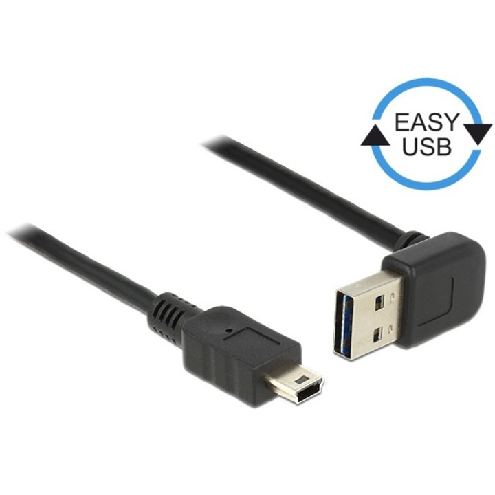 Кабел за данни Delock, Mini USB-B - USB 2.0, 0,5 м, черен