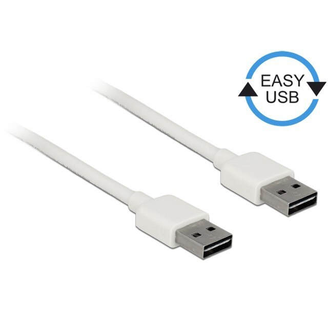 Cablu de date Delock, USB-A 2.0 M/m, 1 m, Alb