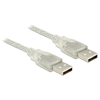 Cablu de date Delock, USB-A 2.0 M/M, 3 m, Transparent Cablu de date Delock, USB-A 2.0 M/M, 3 m, Transparent