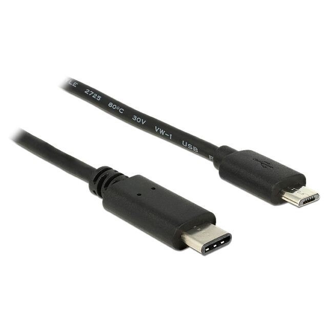 Cablu de date USB Tip C(m) si USB Tip Micro-B(m) Delock, Negru