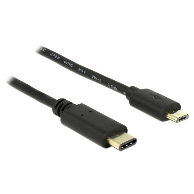 Cablu de date Delock, USB-C la Micro USB 2.0, 200 cm, Negru