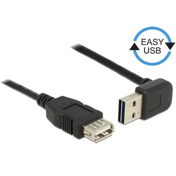 Cablu de date USB-A Delock, M/F 2.0, 50 cm, Negru Cablu de date USB-A Delock, M/F 2.0, 50 cm, Negru