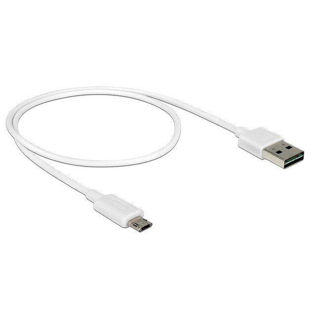 Cablu de date USB Tip A si Micro B 2.0 Easy-USB Delock, 50cm, Alb