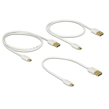 Cablu de date Micro USB Tip B si Tip A 2.0 Delock, 30 cm, 60 cm, 90 cm, Alb Cablu de date Micro USB Tip B si Tip A 2.0 Delock, 30 cm, 60 cm, 90 cm, Alb