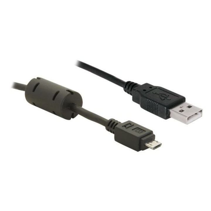 Кабел DeLock, USB-A мъжко - MicroUSB-B мъжко, USB 2.0, 1 м, Черен