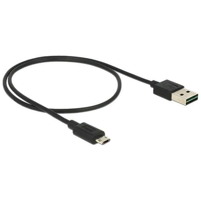 Cablu de date Micro USB Tip B si USB Tip A 2.0 Dual Easy-USB Delock, 0.5m, Negru