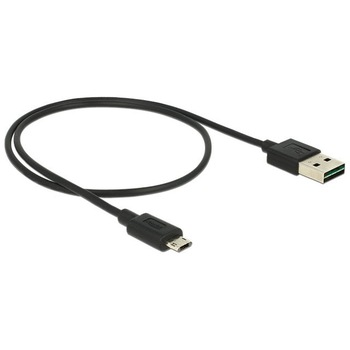 Cablu de date Micro USB Tip B si USB Tip A 2.0 Dual Easy-USB Delock, 0.5m, Negru Cablu de date Micro USB Tip B si USB Tip A 2.0 Dual Easy-USB Delock, 0.5m, Negru